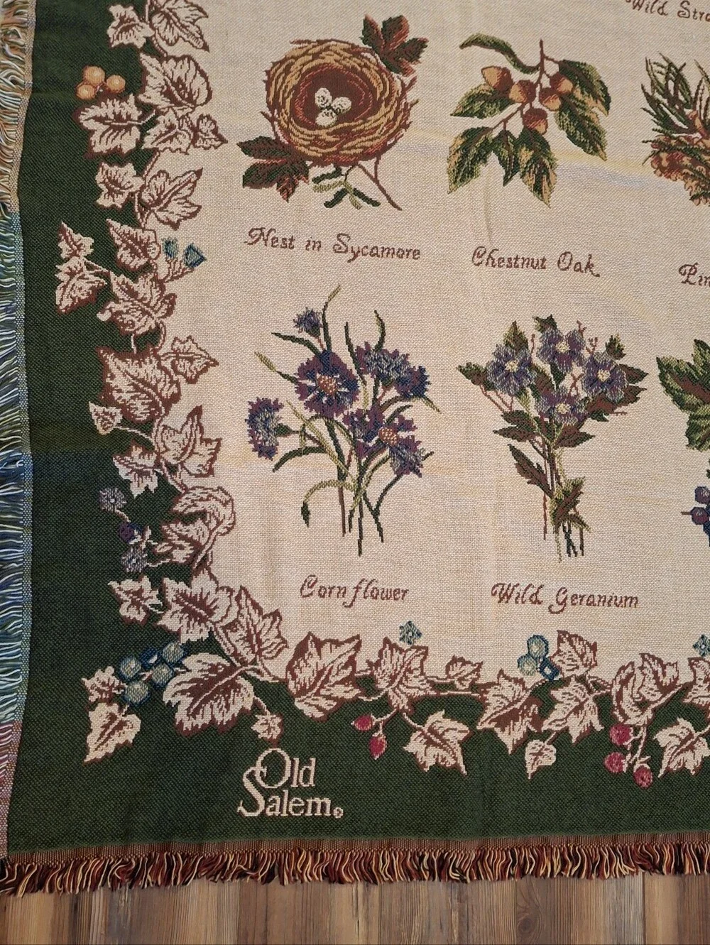 Vtg Bob Timberlake Home Collection Old Salem Floral Tree Tapestry Throw Blanket